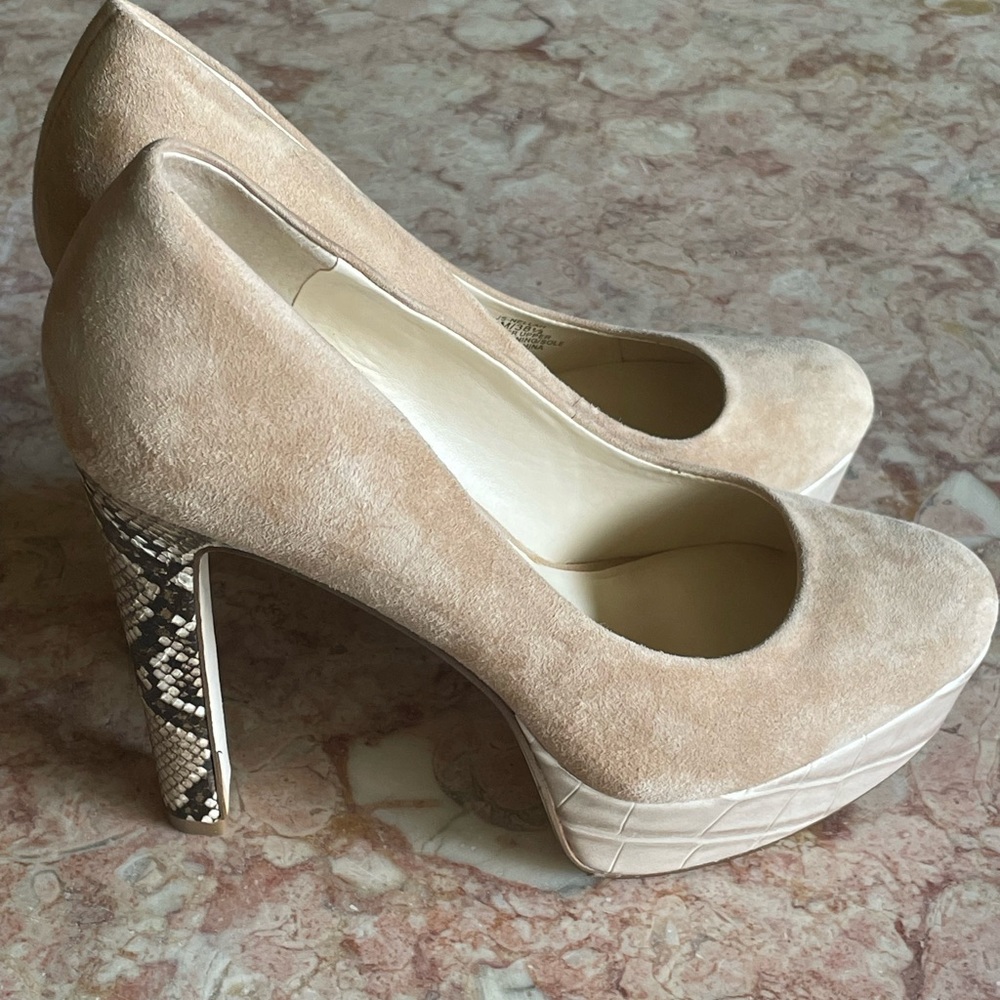 JESSICA SIMPSON NELLAH Platform Almond Suede Snakeskin Stiletto Women’s Size 8M